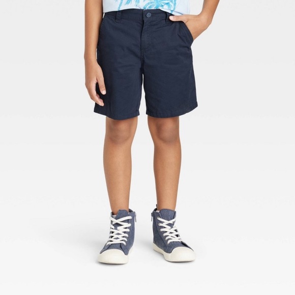 NWT Cat & Jack Boys Flat Front At The Knee Dark Blue Shorts - Picture 5 of 6